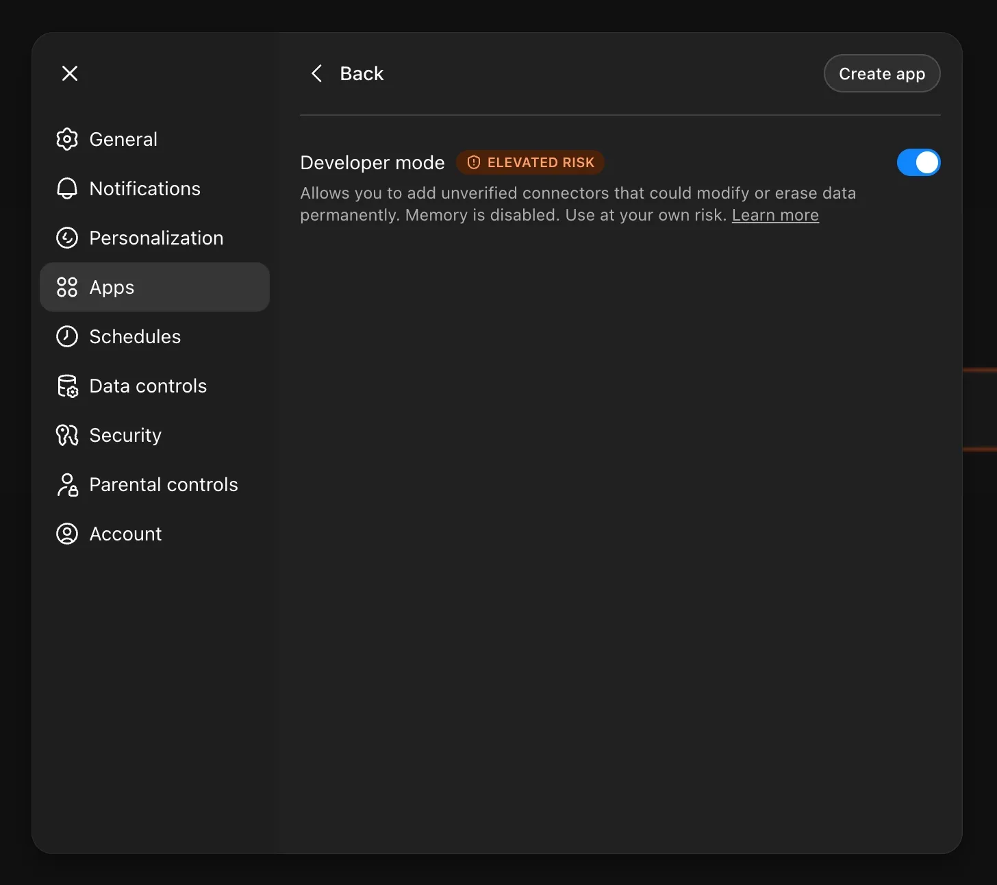 ChatGPT - Toggle developer mode