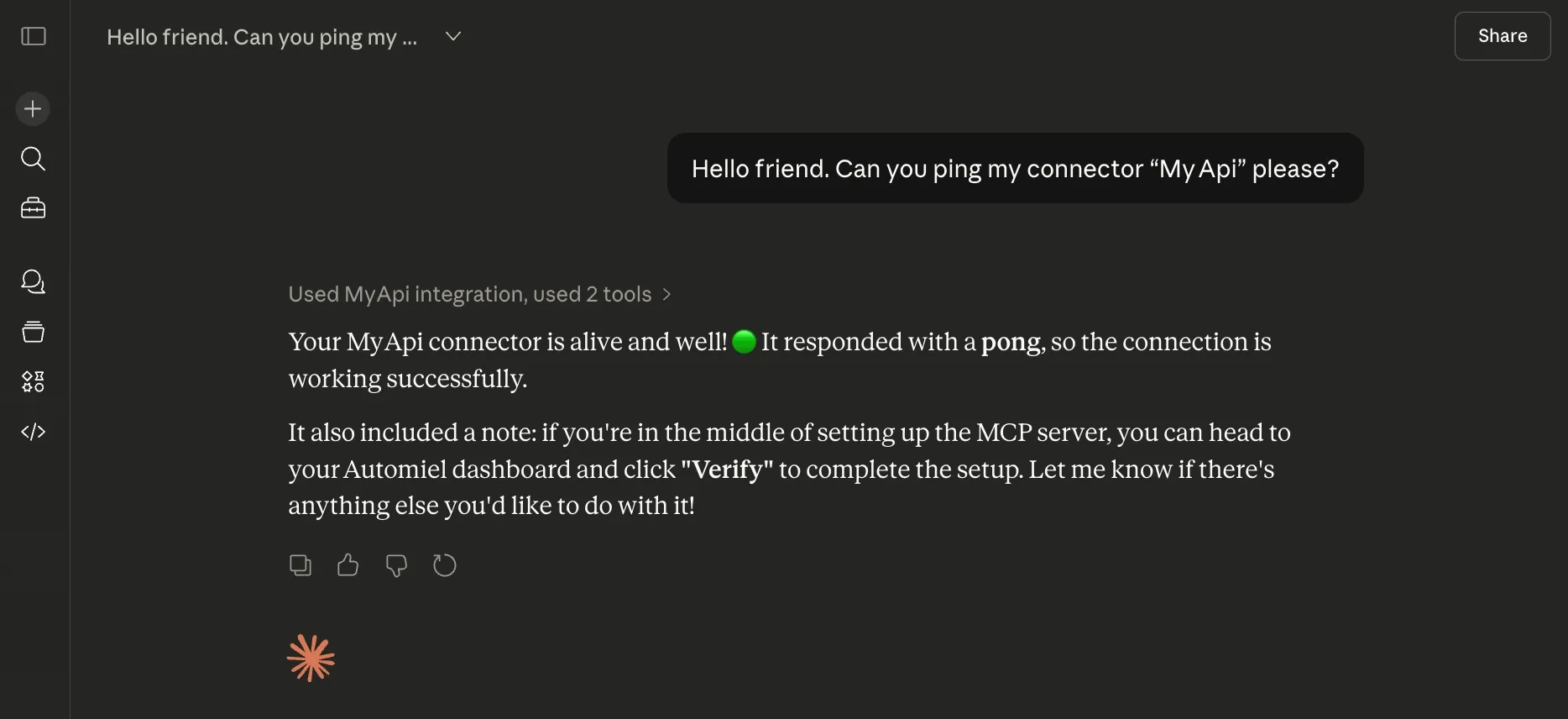 Claude.ai - Ping custom connector