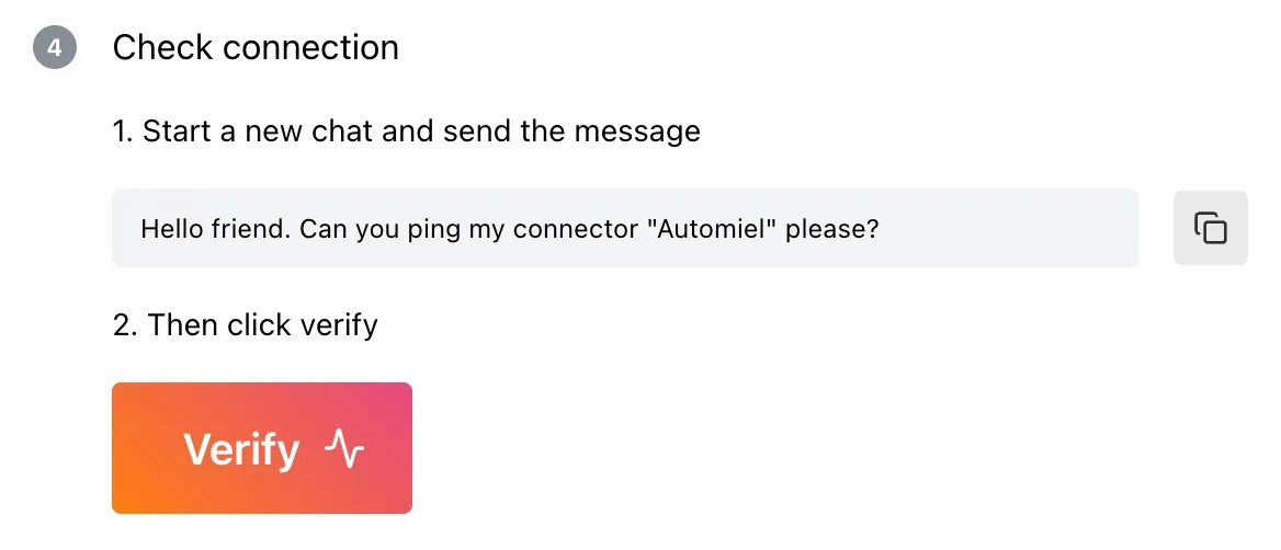 Automiel dashboard - MCP Server verify